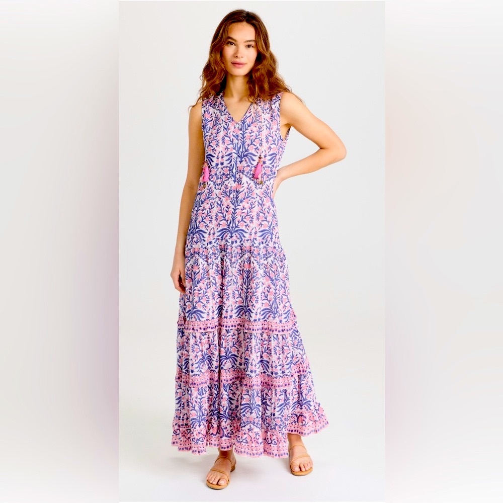 BELL by Alicia Bell Sleeveless Maxi Dress w/ Pink Tassels